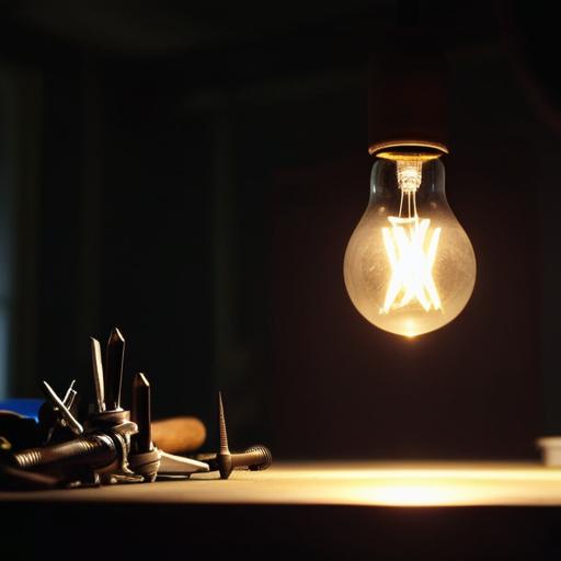 Single lightbulb over work table