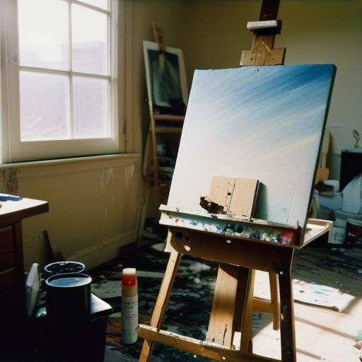 Half-finished painting on easel