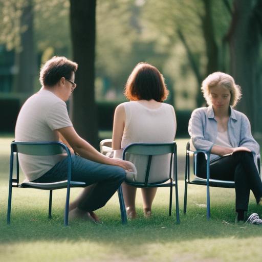 People sitting in park chairs