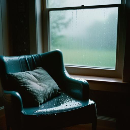 Rainy window with reading chair