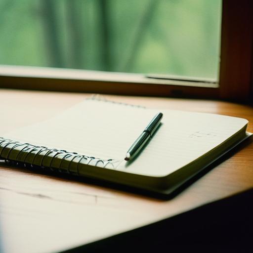 Wooden desk looking at forest