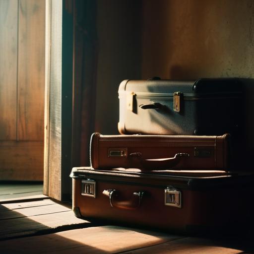 Packed suitcase near door