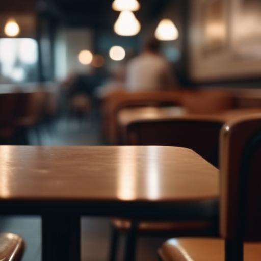 A single empty chair in a busy, blurry cafe scene