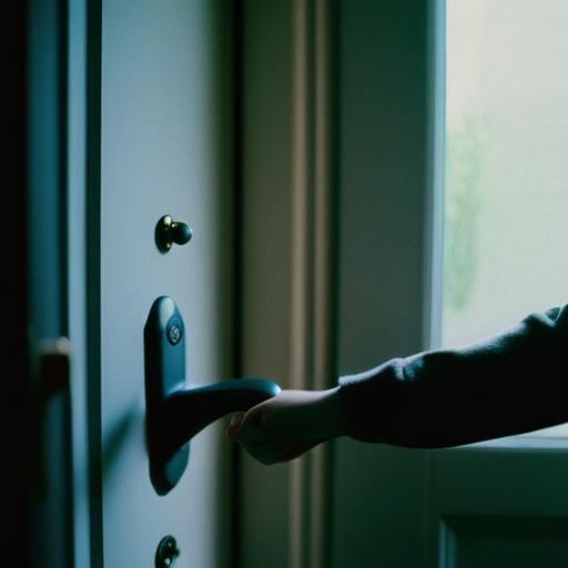 Person hesitating at front door